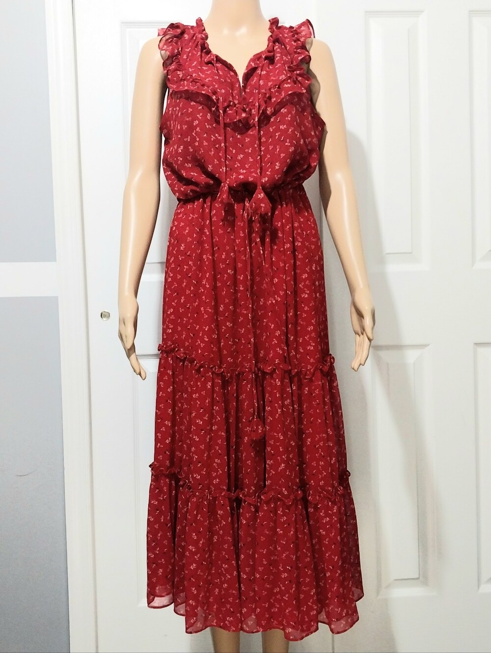 MISA Los Angeles Red Floral Dress, Size M